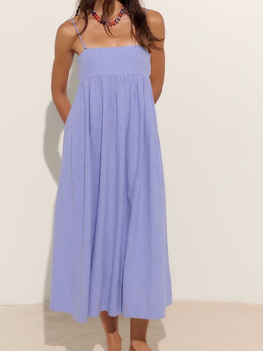Free People Lavender Backless Midi Dress with Cream Tie - Picture 2 of 3